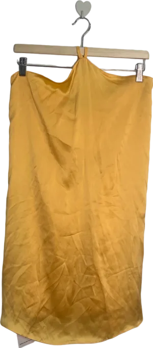 Amanda Uprichard Yellow Halter Neck Satin Dress UK 6