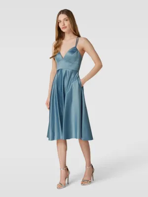 Jake*s Cocktail Cocktail Dress with Crossed Spaghetti Straps, Blue