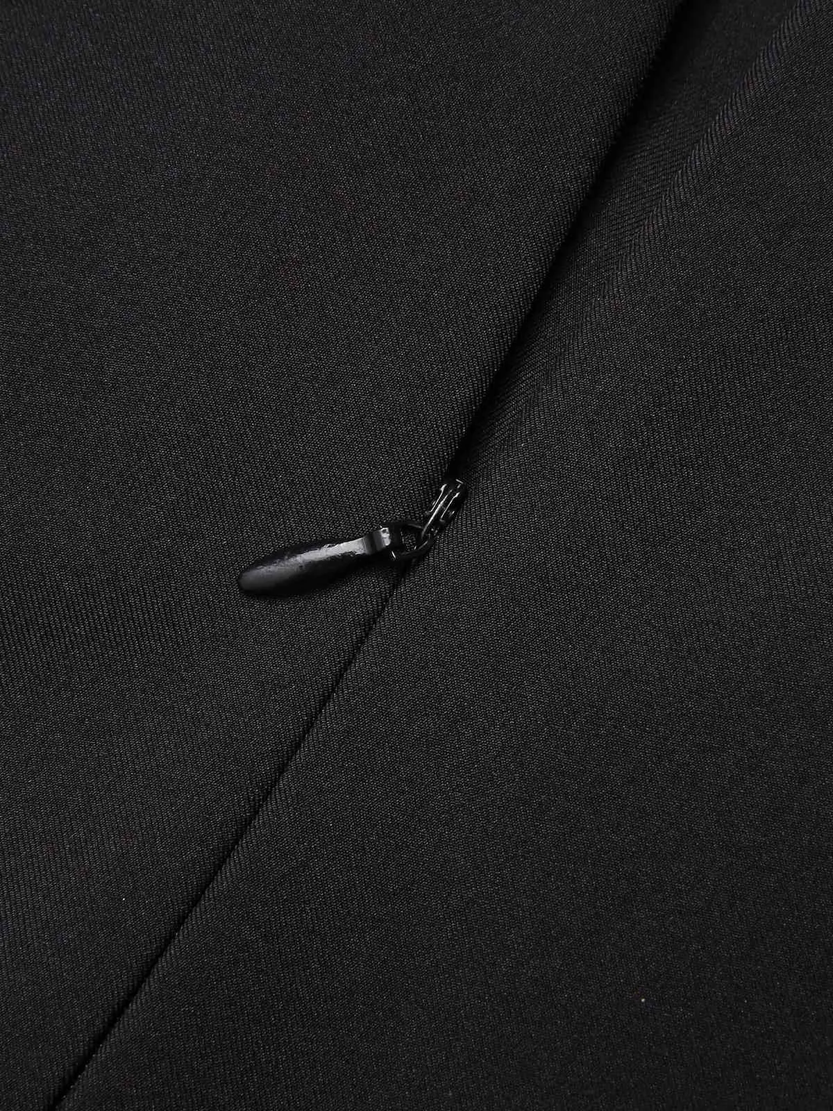 [Pre-Sale] Black 1950s V-Neck Pearl Buttons Dress
